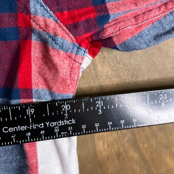 Express Mens Shirt Red White Blue Plaid Button Down Flannel 100% Cotton M - Picture 8 of 12